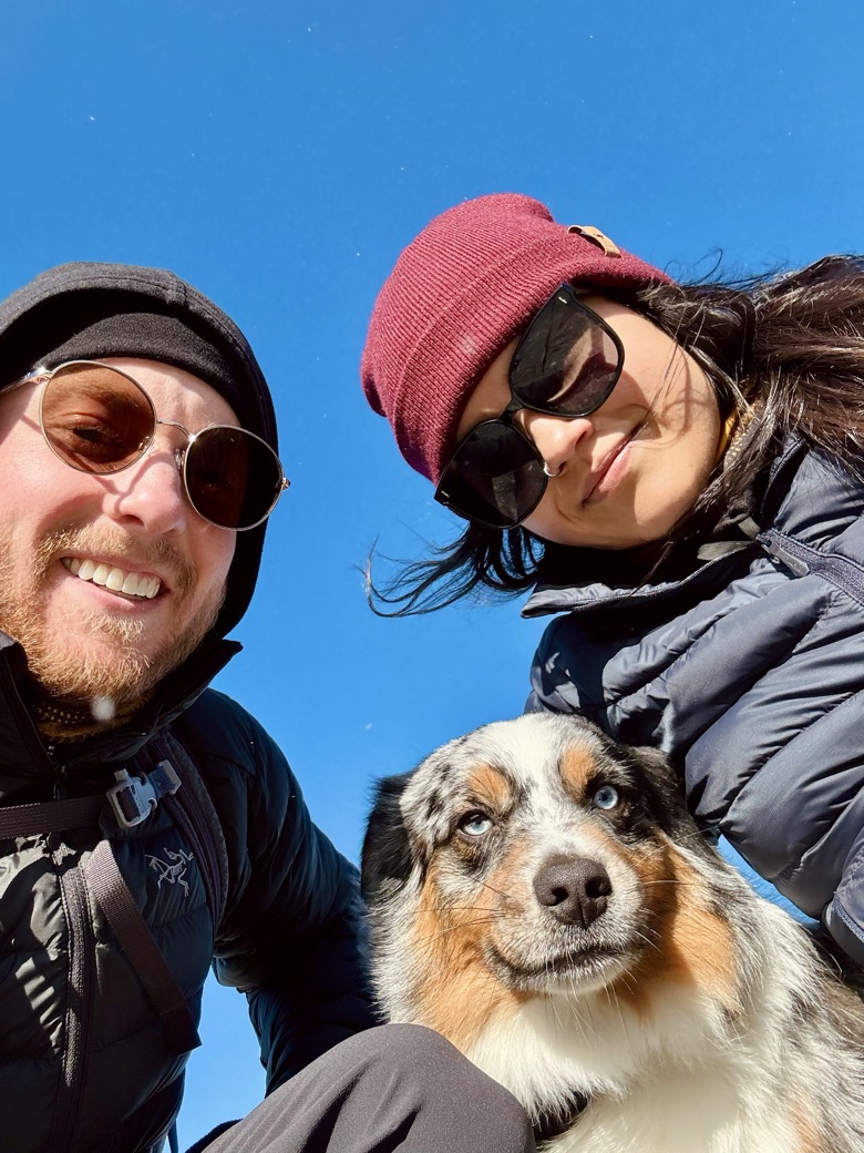 Barrett, Cami, and their dog Indie